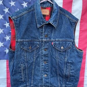 Levi red tag Denim Trucker style Vest